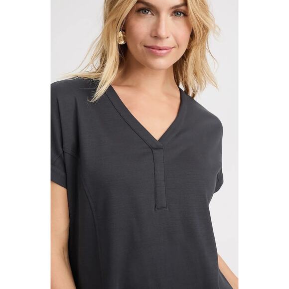 Pure Jill Seamed Slub Top Size Large Tall In Raven - Picture 7 of 7